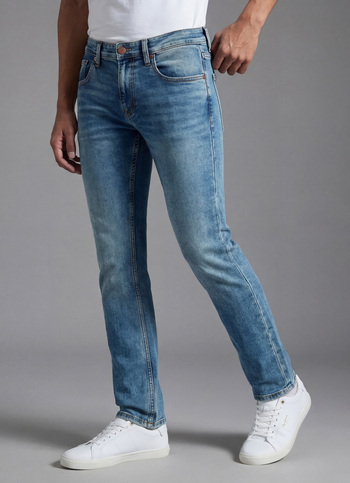 Men Blue Slim Fit Mid Rise All Climate Streachable Jeans