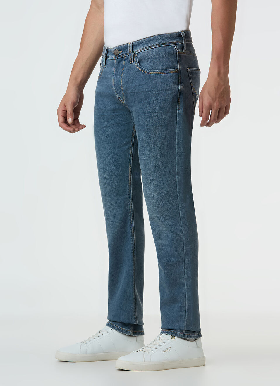 Men Blue Mid Rise Slim Fit Stretchable Jeans, , large image number 5