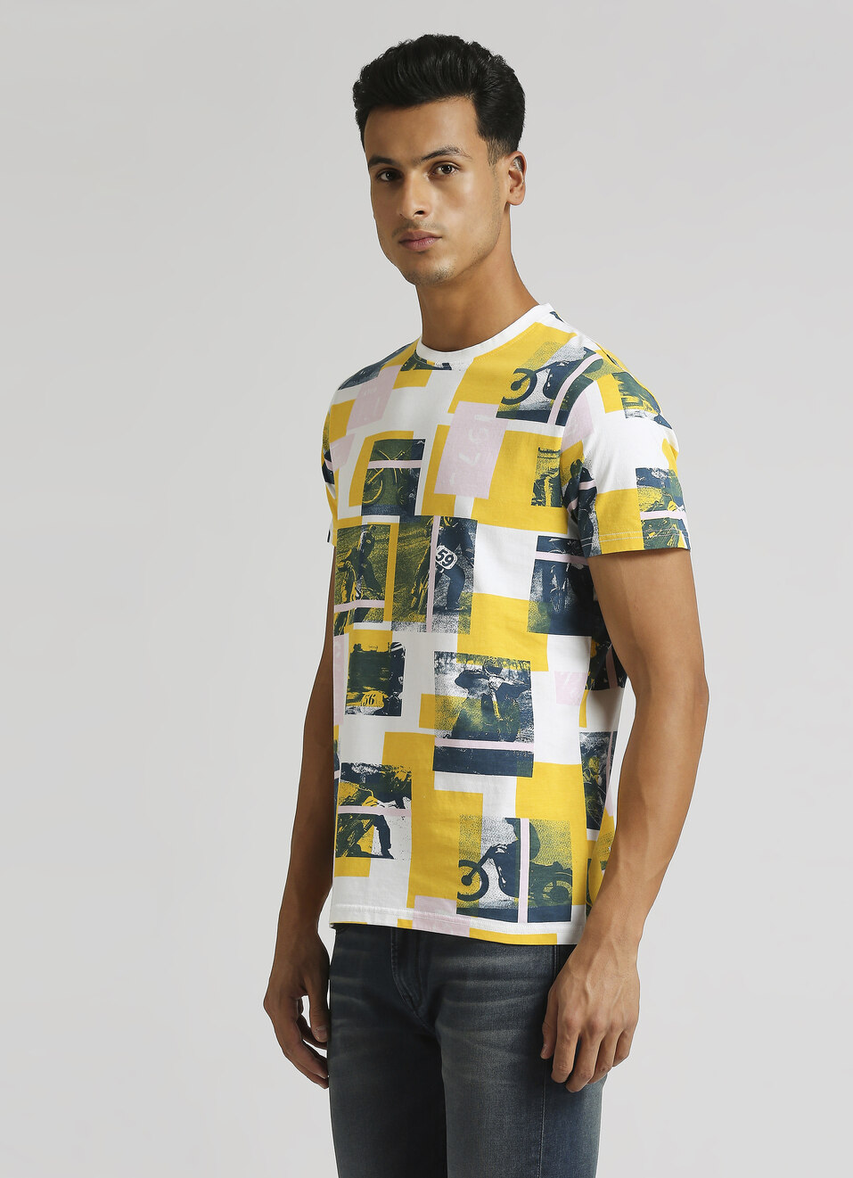 White Biker Inspired Print Summer Short Sleeve T-shirt, , large image number 3