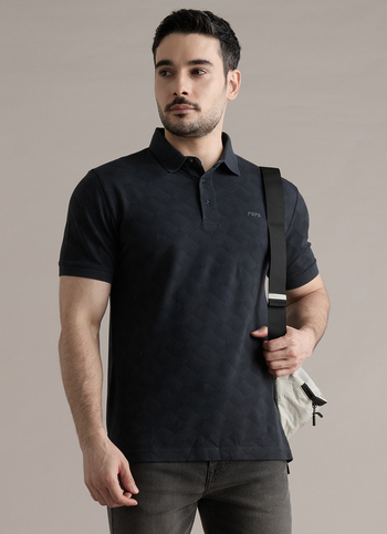 Men Green Printed Polo Collar T-shirt