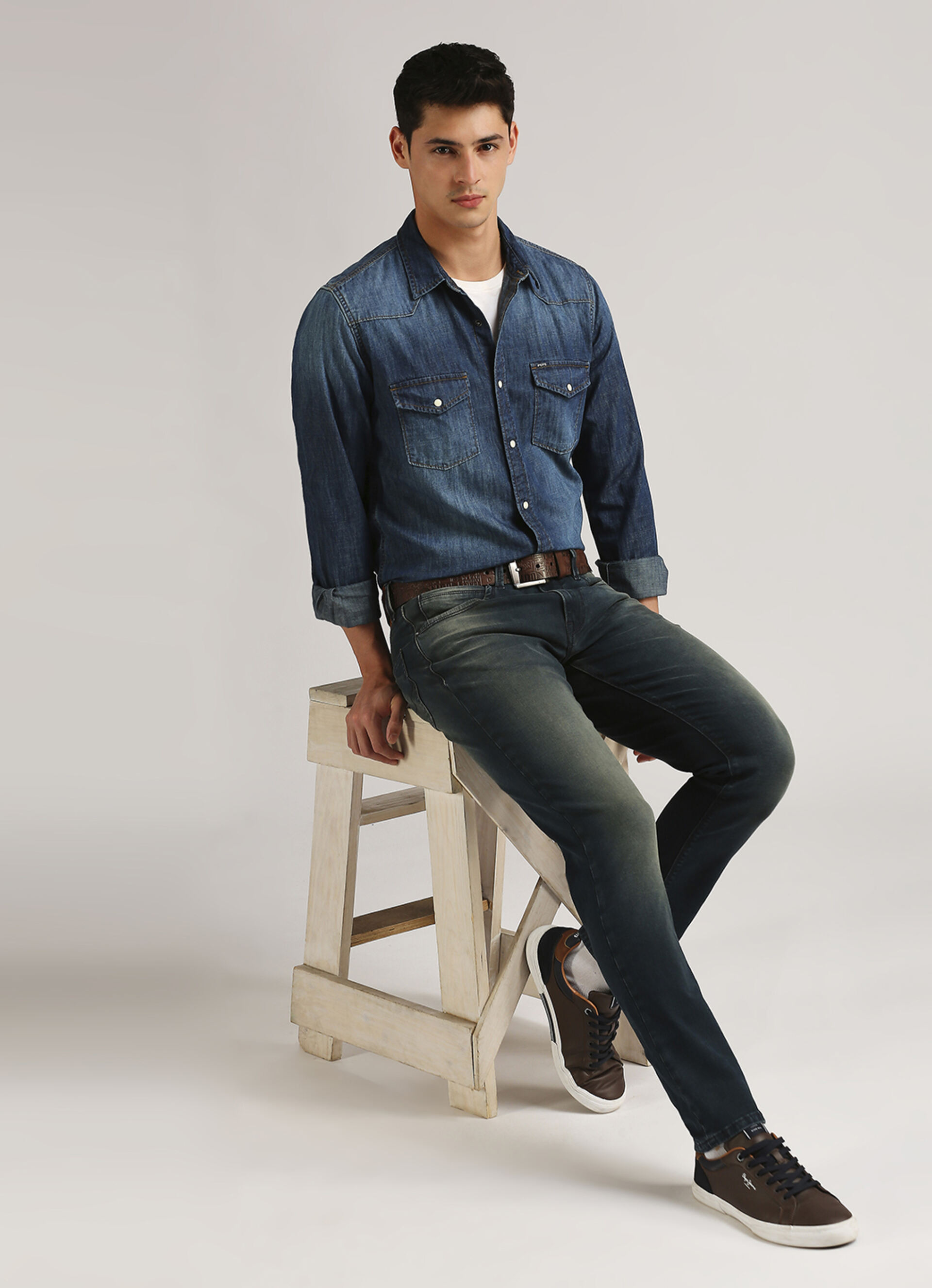 Vapour Dark Blue Low Rise Tapered Jeans, , large image number 8