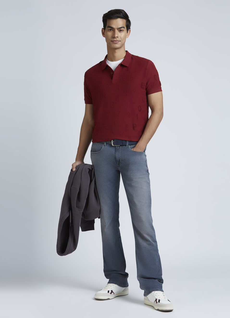 Burgundy Typographic Print Short Sleeve Polo, , large image number 5