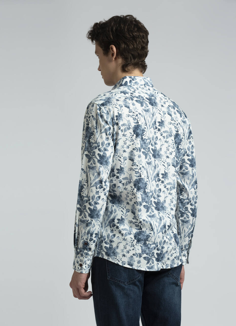 Blue Floral Print Full Sleeve Shirt, , large image number 2