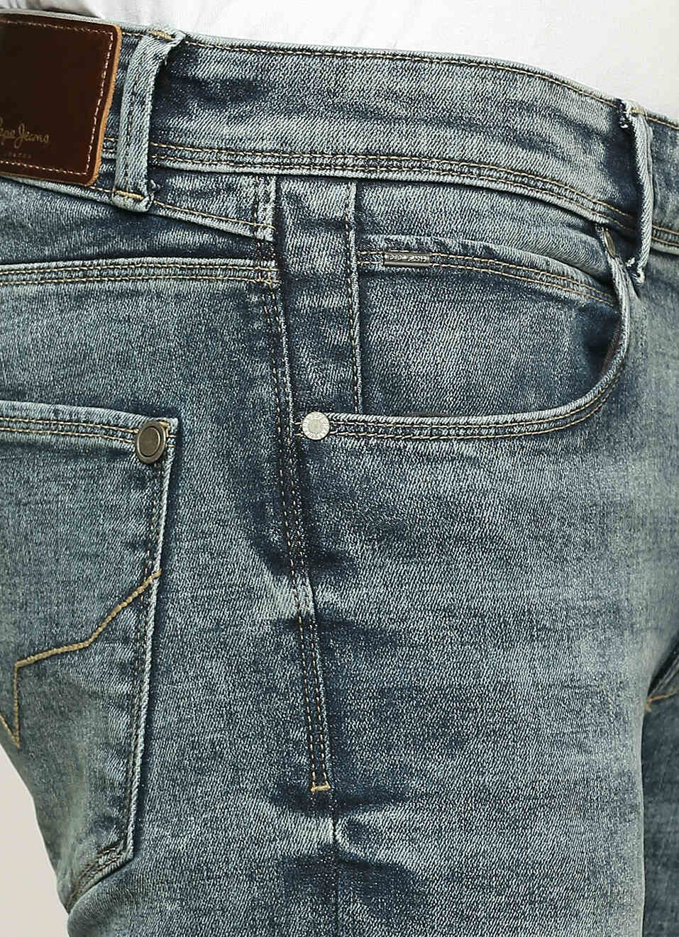 Vapour Blue Mid Waist Slim Fit Jeans, , large image number 4