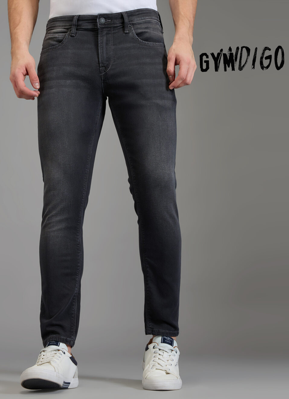 Men Black Skinny Fit Mid Rise Stretchable Jeans, , large image number 2