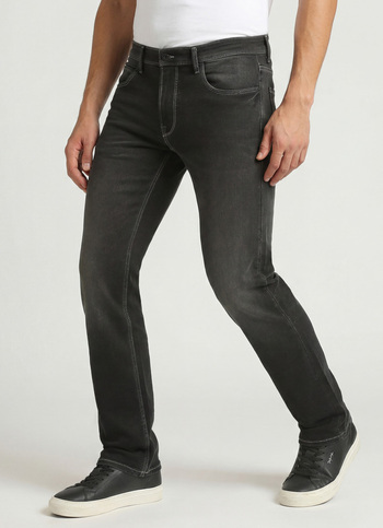 Cash Black Mid Rise Straight Fit Powerflex Jeans
