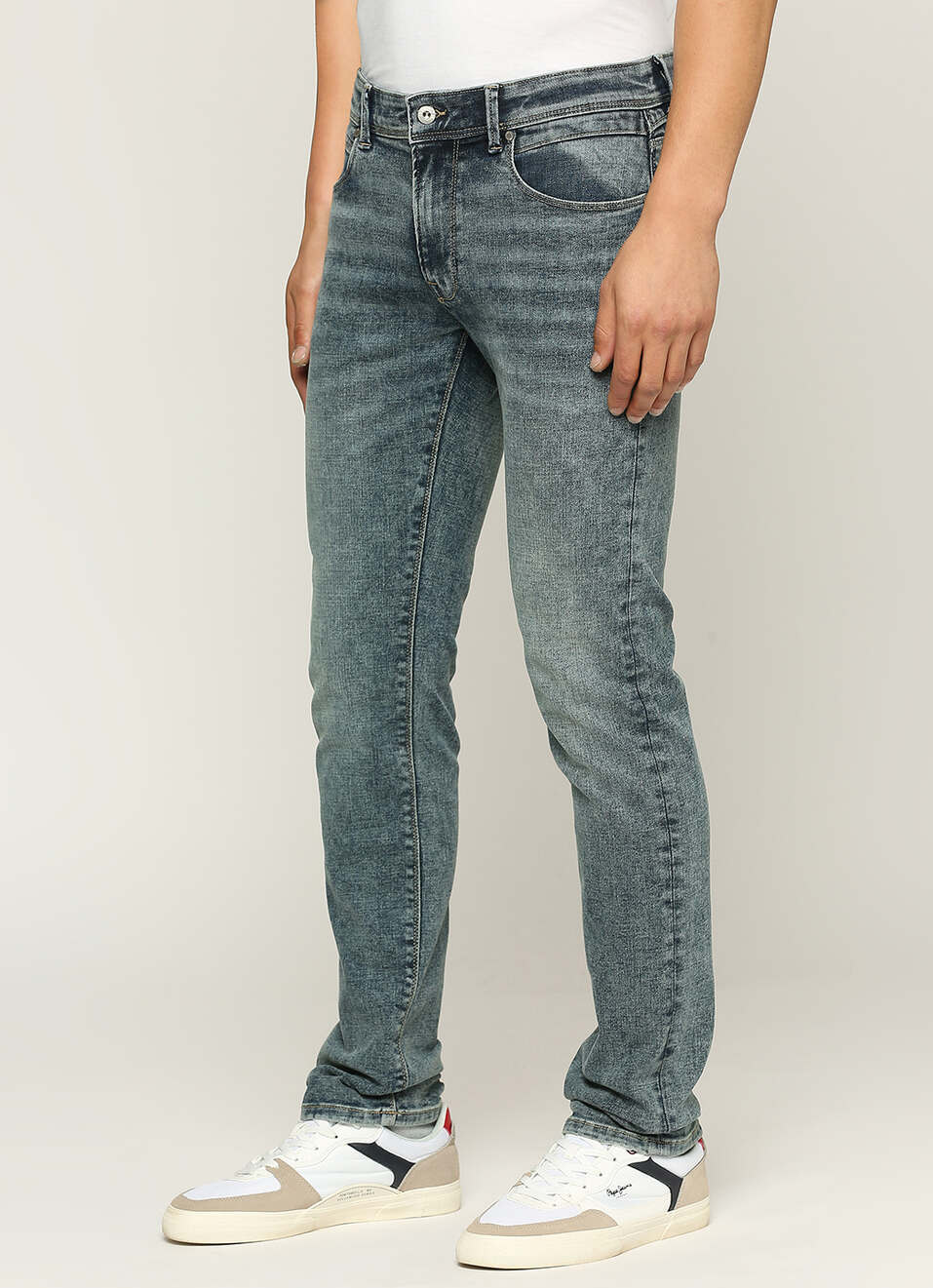 Vapour Blue Mid Waist Slim Fit Jeans, , large image number 5