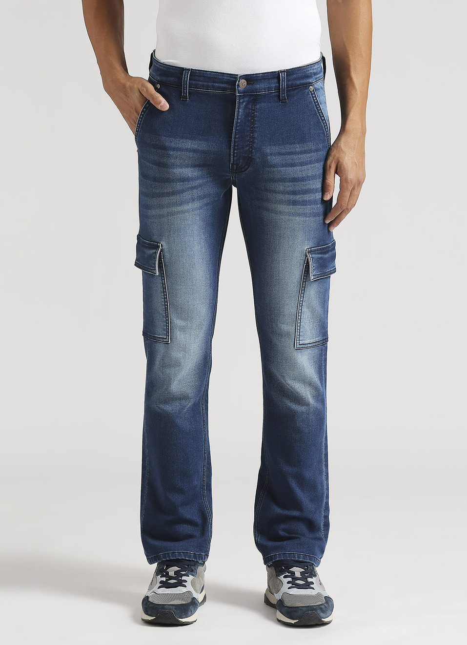 Men Straight Mid Rise Dark Blue Gymindigo Cargo, , large image number 2