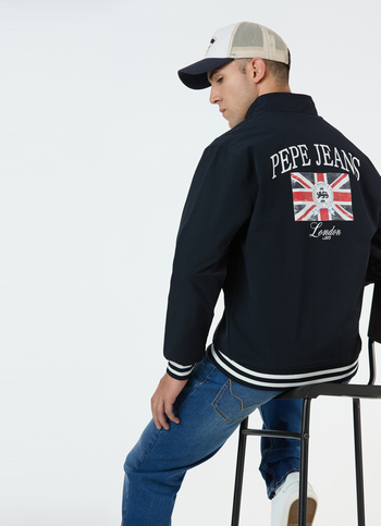 Men Black Jacket With Union Jack Back Print