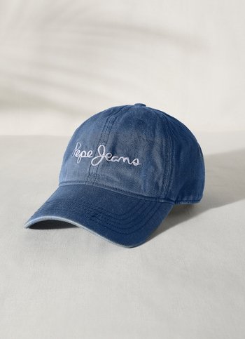 Blue Embroidered Denim Cap