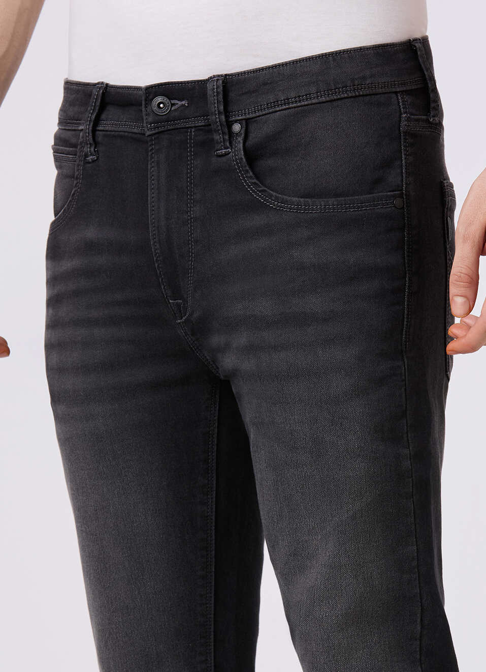 Men Black Mid Rise Slim Fit Gymindigo Jeans, , large image number 4