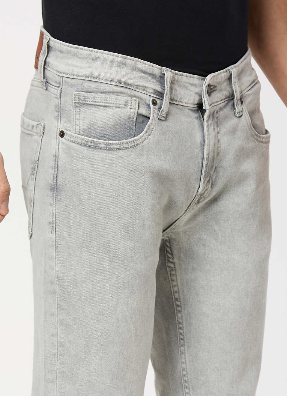Men Grey Mid Rise Skinny Fit All Clima Jeans, , large image number 4