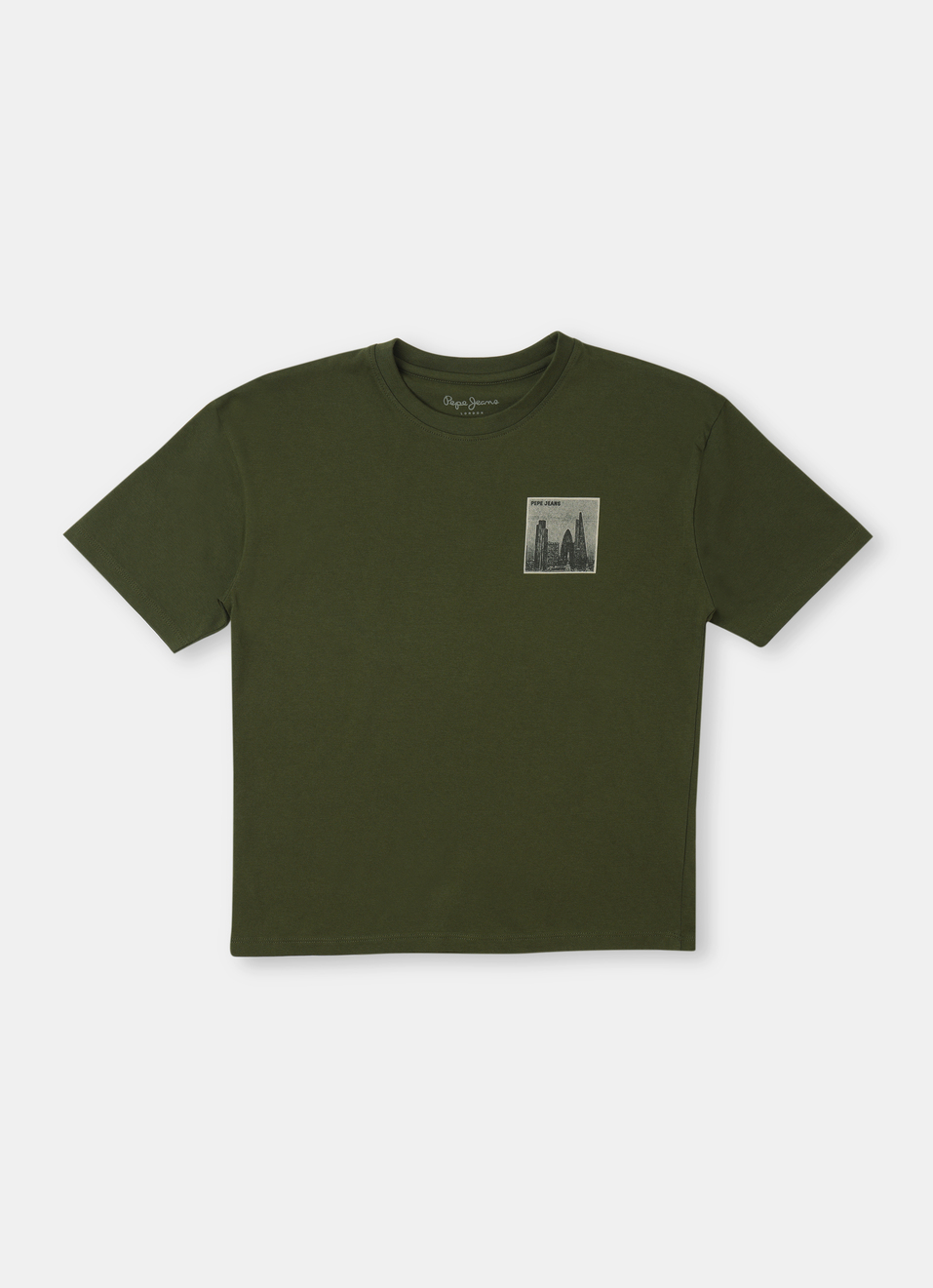 Boys Olive Back Print Short Sleeve Oversized T-shirt, , large image number 1