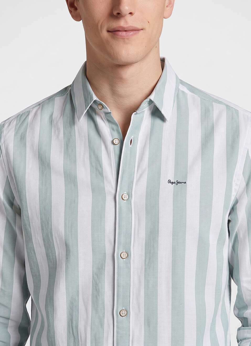 Men Green Striped Dobby Long Sleeve Shirt, , large image number 4