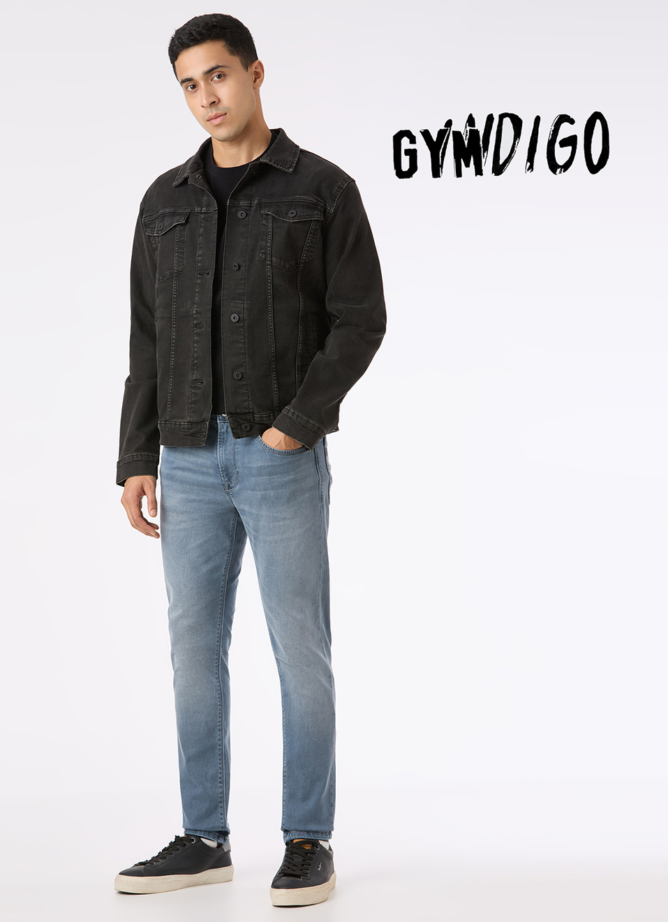 Men Blue Mid Rise Slim Fit Gymindigo Jeans, , large image number 1
