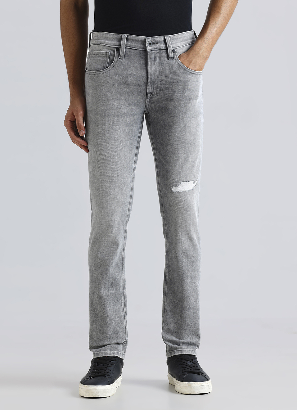 Danial Grey Low Waist Tapered Jeans, , large image number 2