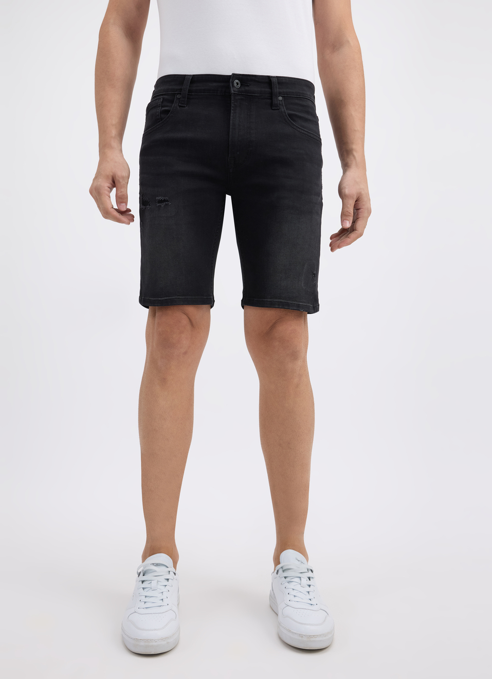 Men Black Mid Rise Regular Shorts, , large image number 1