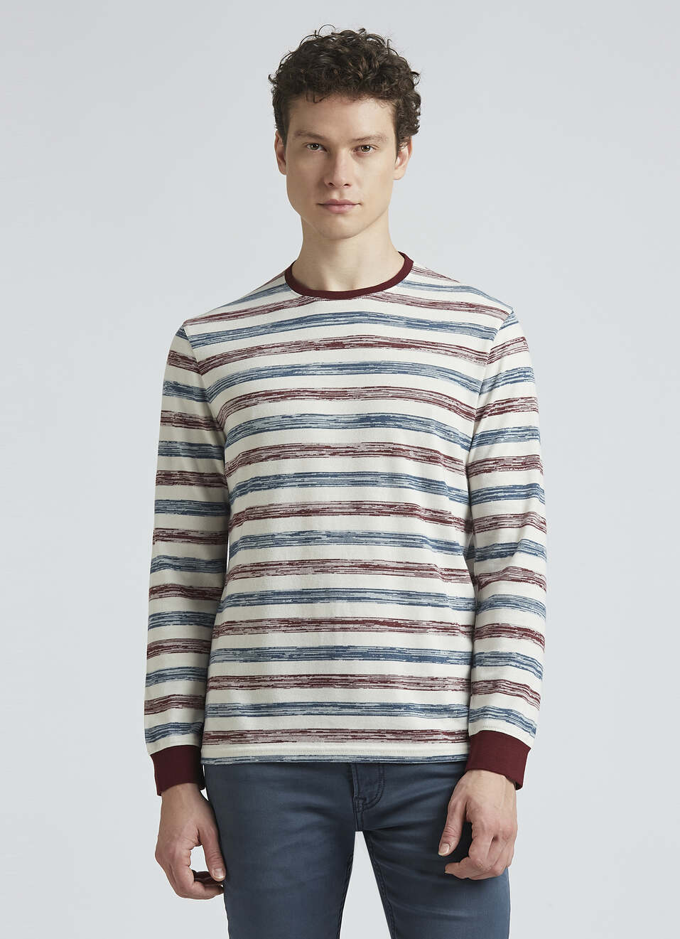 Burgundy Stripes Full Sleeve T-shirt, , large image number 1