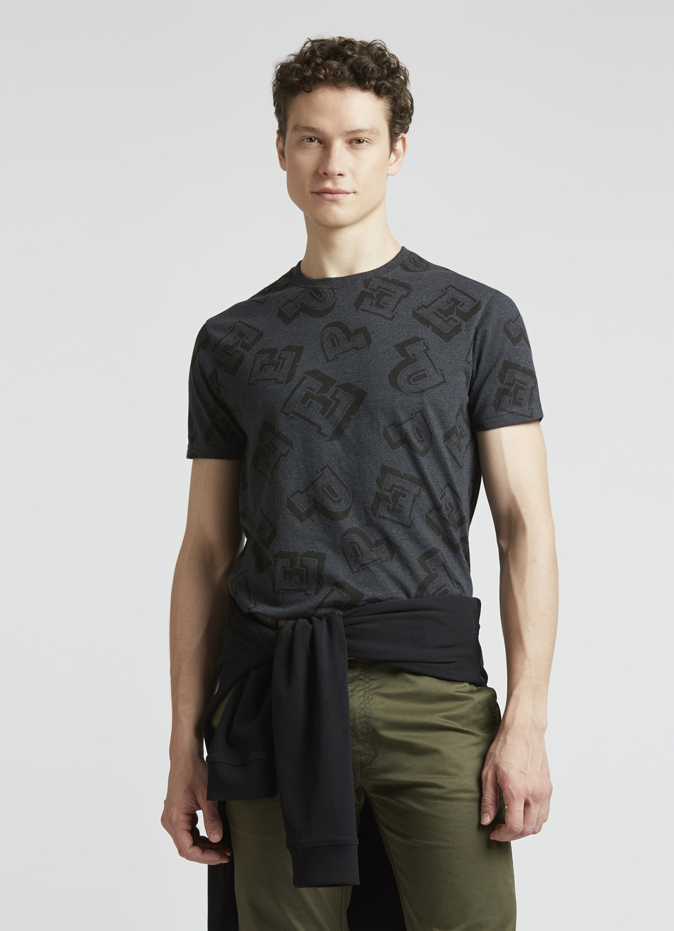 Grey Crew Neck Short Sleeve T-shirt, , large image number 0