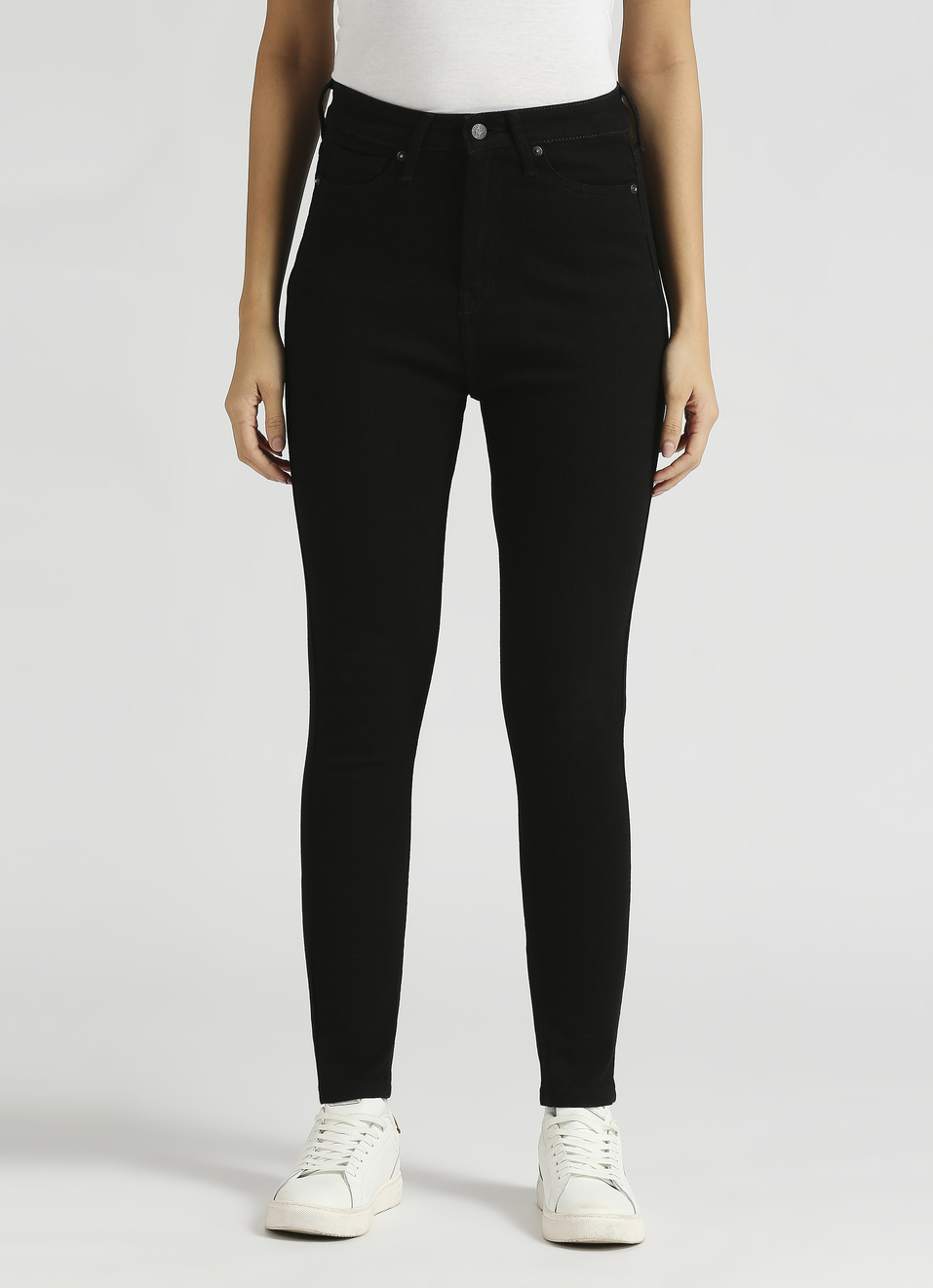 Dion Jet Black High Waist Skinny Fit Jeans, , large image number 1