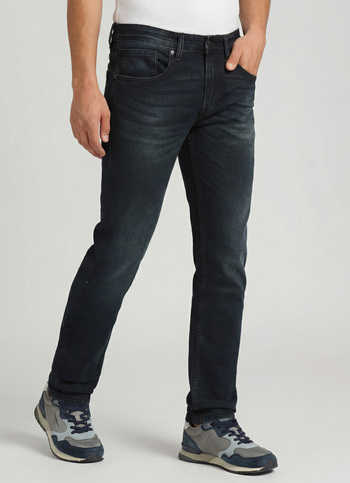 Vapour Black Low Rise Tapered Jeans