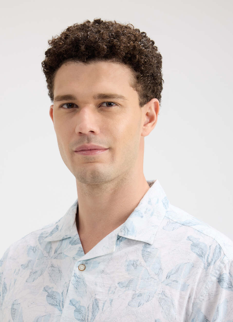 Men Blue Resort Collar Tropical Print Short Sleeve Shirt, , large image number 4