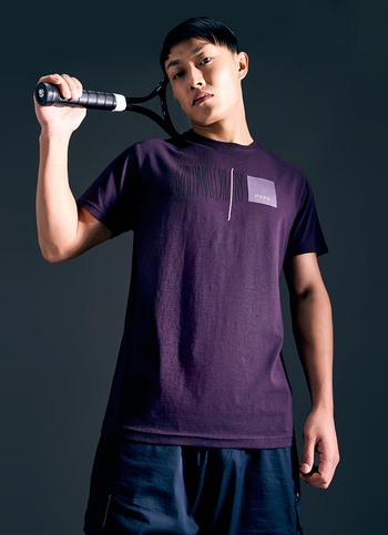 Men Purple Geometric Print Short Sleeve T-shirt